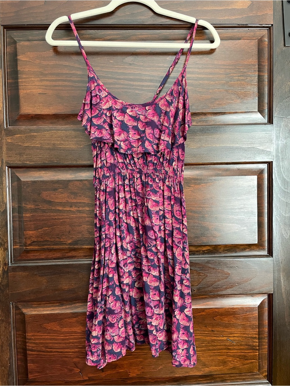 Cotton On Navy Mini Dress with Plum Pink Floral Print